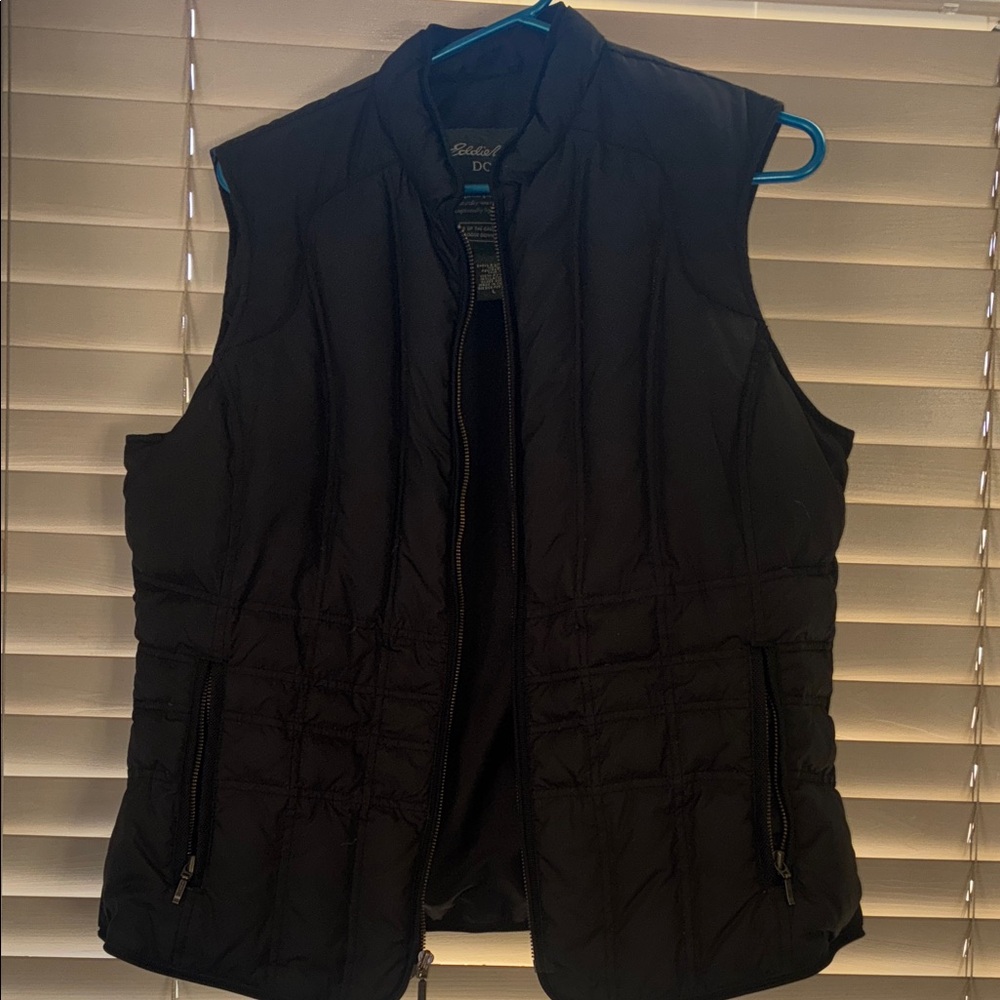 Eddie Bauer Black Quilted Vest-Down